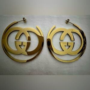 Fashion Jewelry Gold Double-G Hoop Earrings